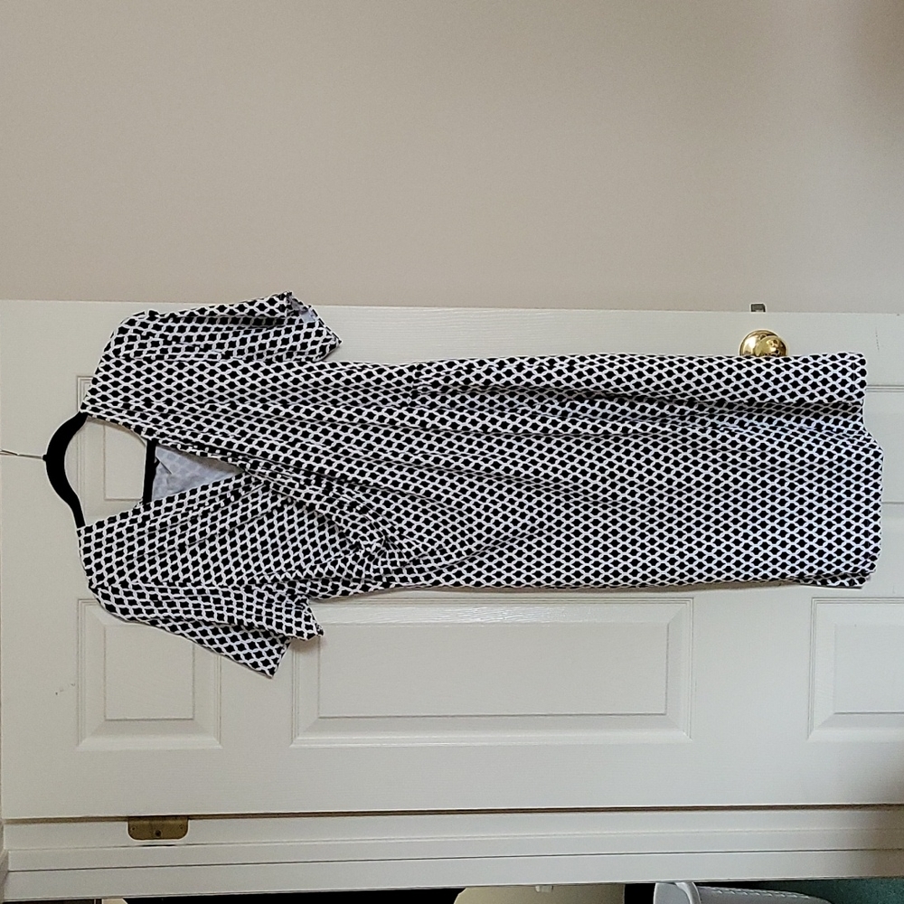 Talbots Black & White Faux-Wrap Dress 3x